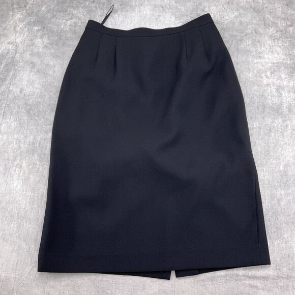 Le Suit Skirt Set Women 8 36/27Wx24L Black‎ Crepe Double Breasted Career Classic - Picture 9 of 15